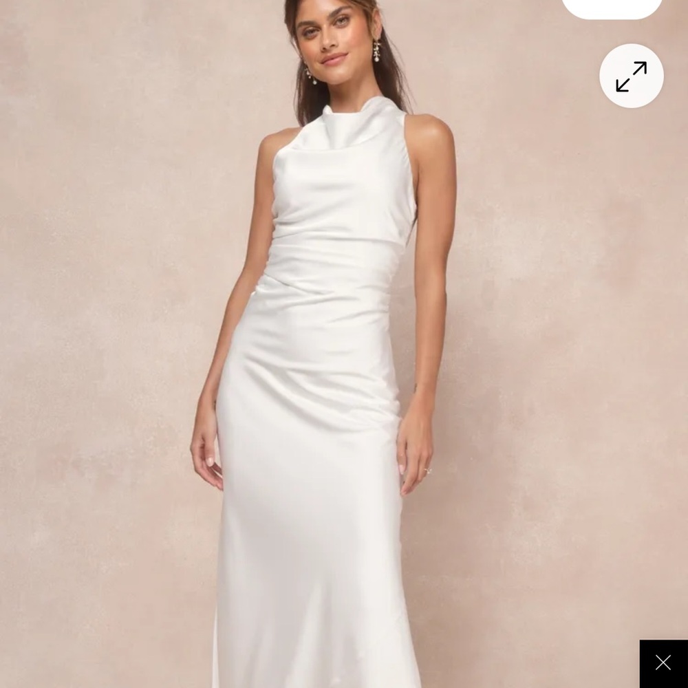Lulus Effortlessly Sensational White Satin Backless Maxi Dress